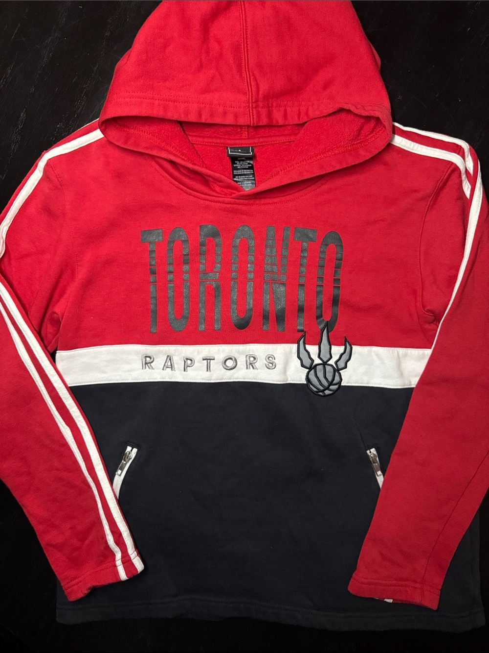 adidas Toronto Raptors Red White and Black Zip-Up Hoodie